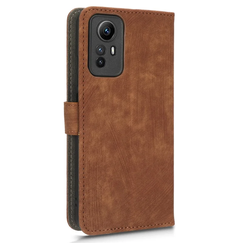 RFID Blocking Phone Case for Xiaomi Redmi Note 12S 4G , Wallet Stand Leather Cover with Strap - Brown