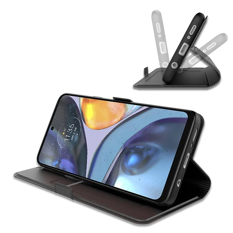 Capa de Suporte de Couro PU para Motorola Edge 40 5G, Suporte para Cartão Anti-queda - Preto