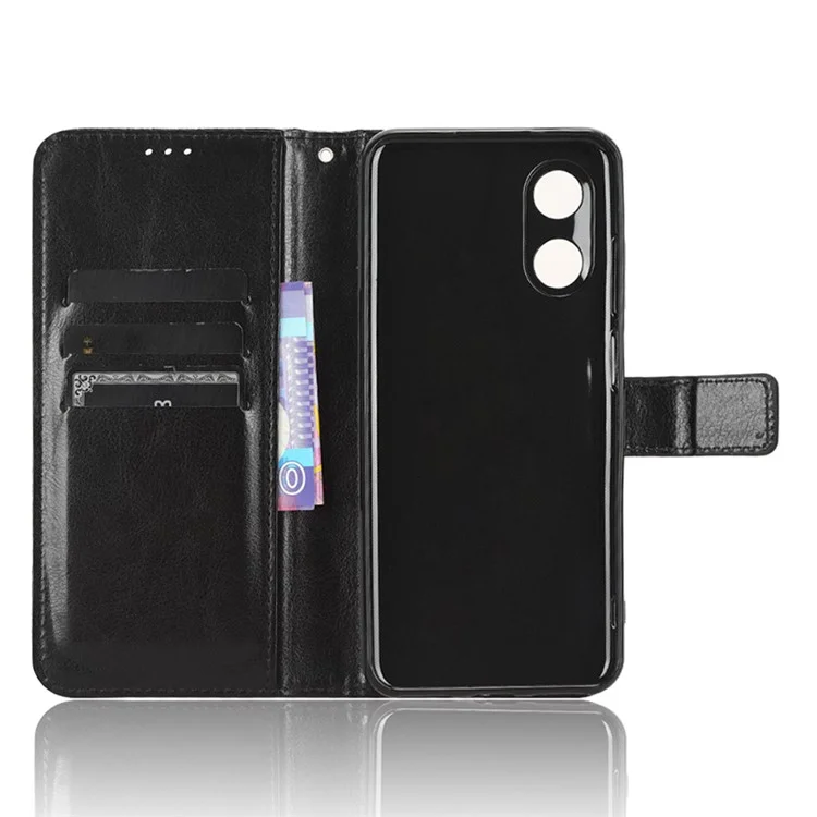 Pour Cubot P60 PU cuir Flip Folio Case Crazy Horse Texture Wallet Stand Housse de téléphone - Noir