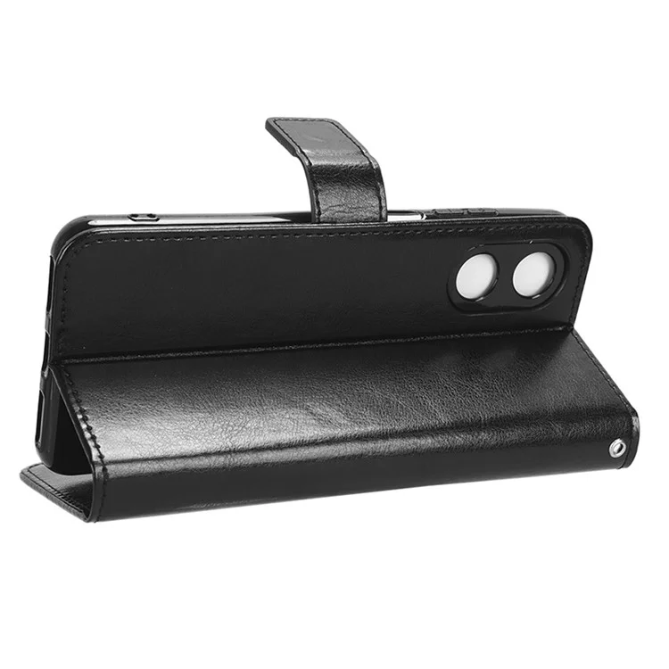 Pour Cubot P60 PU cuir Flip Folio Case Crazy Horse Texture Wallet Stand Housse de téléphone - Noir