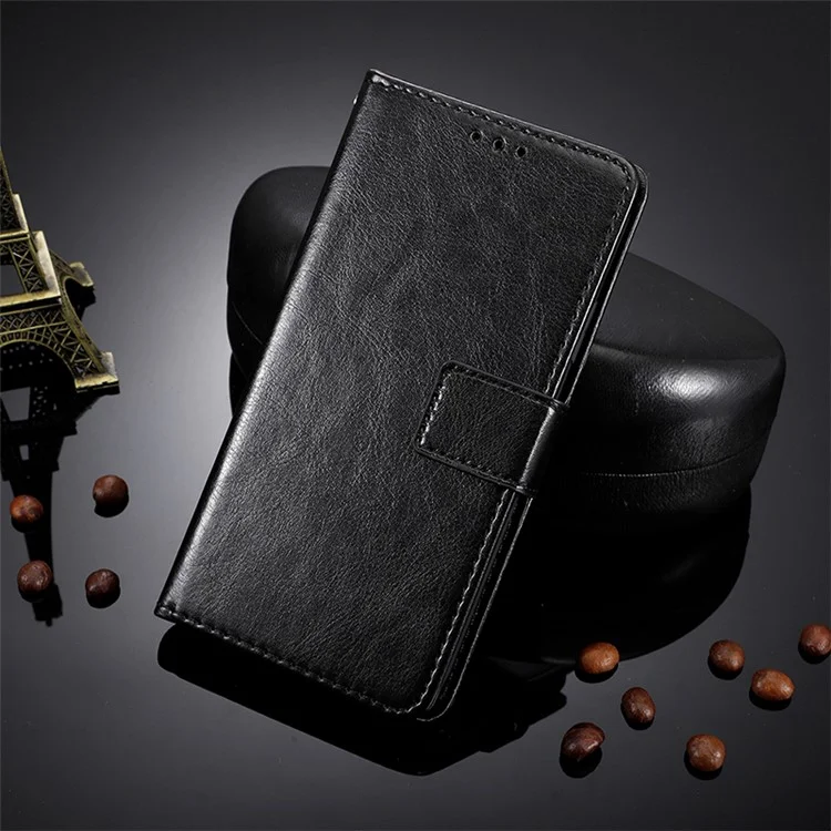 Pour Cubot P60 PU cuir Flip Folio Case Crazy Horse Texture Wallet Stand Housse de téléphone - Noir