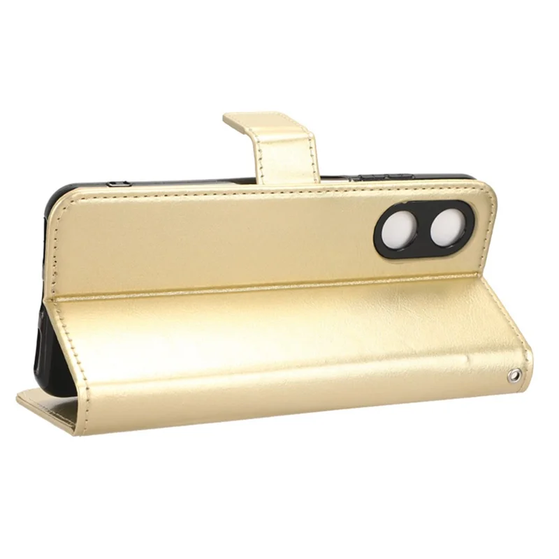 Для Cubot P60 PU Leather Flip Folio Case Crazy Horse Texture Wallet Stand Phone Cover - Gold