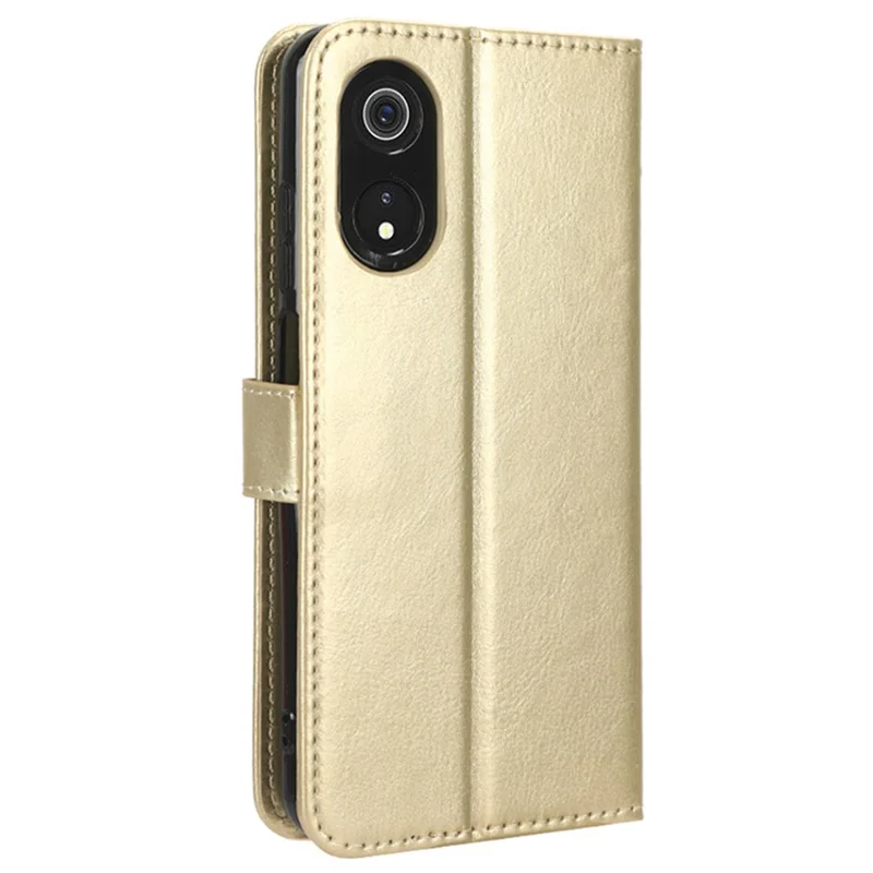 Для Cubot P60 PU Leather Flip Folio Case Crazy Horse Texture Wallet Stand Phone Cover - Gold