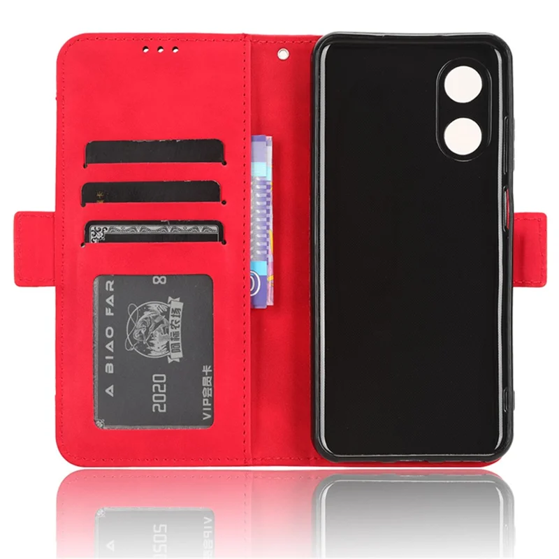 Для Cubot P60 PU Leather Wallet Case Multiple Card Slots Stand Phone Cover - Red