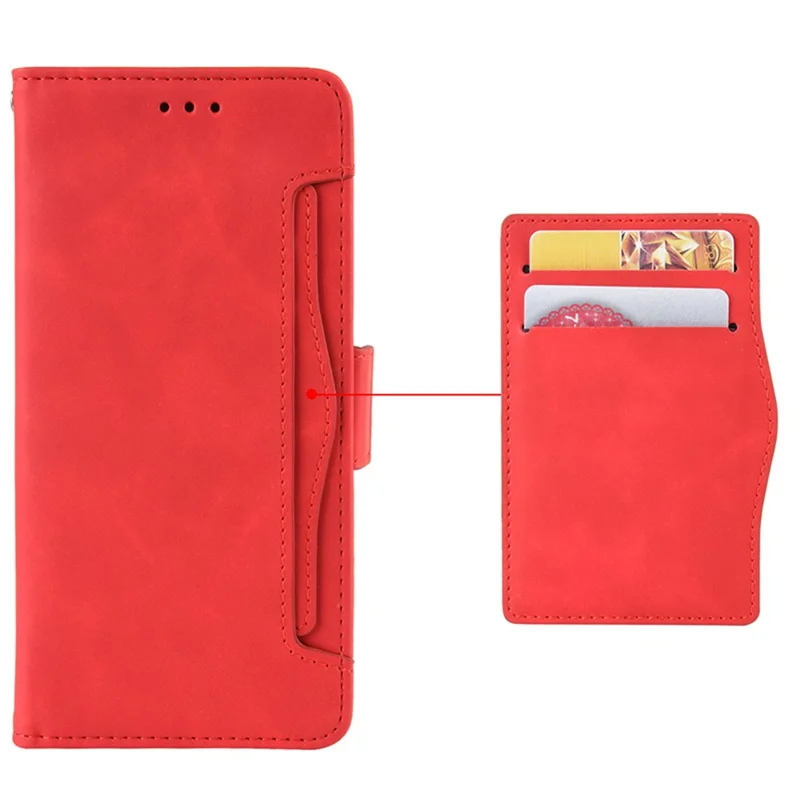 Для Cubot P60 PU Leather Wallet Case Multiple Card Slots Stand Phone Cover - Red