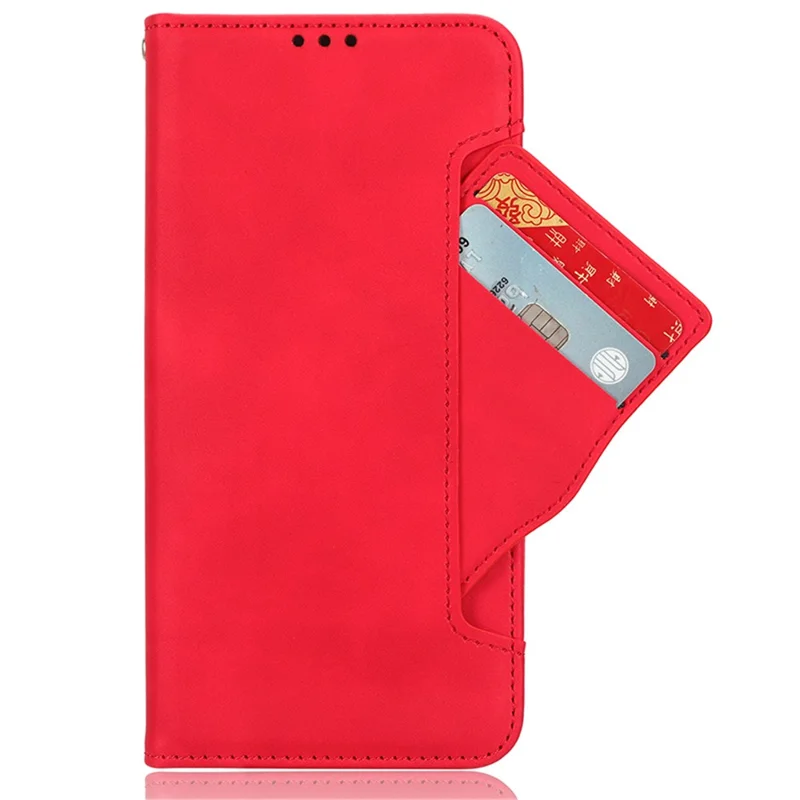 Для Cubot P60 PU Leather Wallet Case Multiple Card Slots Stand Phone Cover - Red
