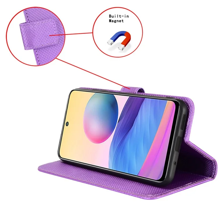 For Cubot P60 PU Leather Flip Cover Stand Diamond Texture Wallet Phone Case - Purple