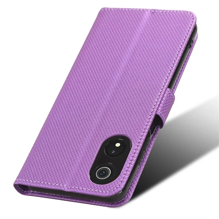 For Cubot P60 PU Leather Flip Cover Stand Diamond Texture Wallet Phone Case - Purple