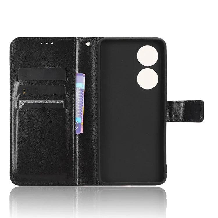 Para vivo Y100 5G / T2 5G Crazy Horse Texture PU Leather Wallet Case Phone Cover con soporte - Negro