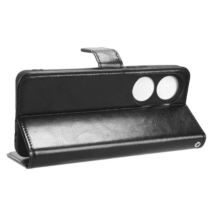 Para vivo Y100 5G / T2 5G Crazy Horse Texture PU Leather Wallet Case Phone Cover con soporte - Negro