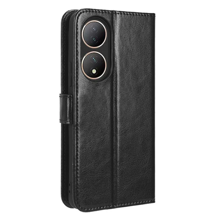 Para vivo Y100 5G / T2 5G Crazy Horse Texture PU Leather Wallet Case Phone Cover con soporte - Negro