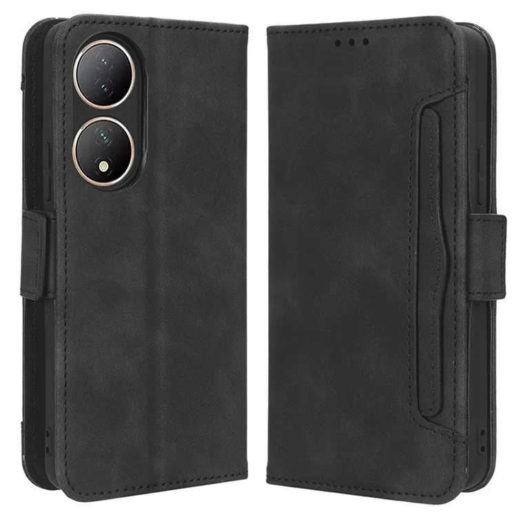Per vivo Y100 5G / T2 5G Multiple Card Slots Drop-proof PU Leather Phone Case Stand Wallet Cover - Nero