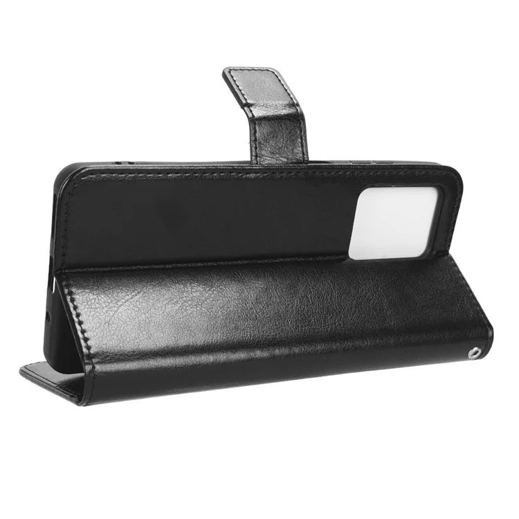 Wallet Case für Blackview A53 / A53 Pro PU Leder Crazy Horse Textur Telefonabdeckung mit Ständer - Schwarz