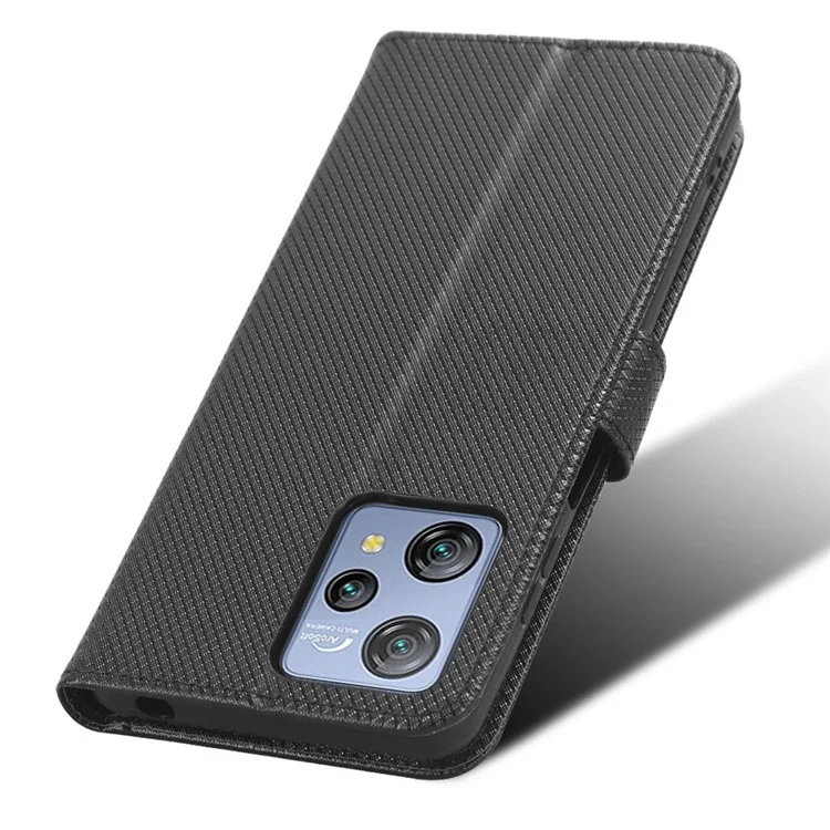 Diamond Texture Shell for Blackview A53 / A53 Pro PU Leather Wallet Case Flip Stand Phone Cover - Black