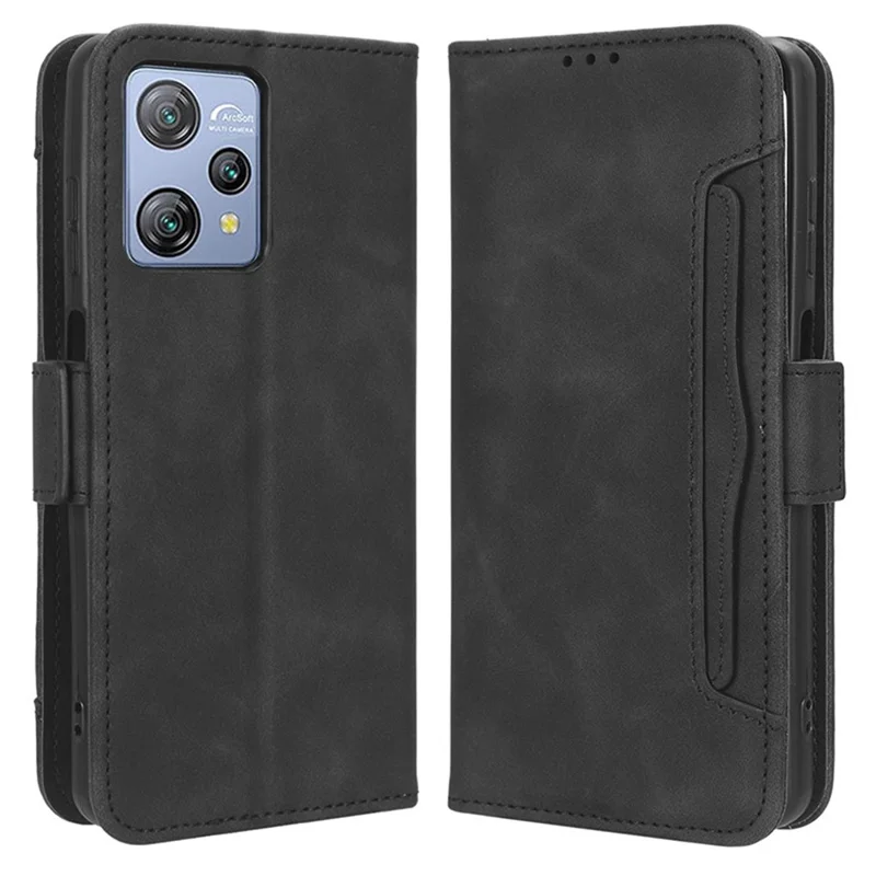 For Blackview A53 / A53 Pro Multiple Card Slots Leather Phone Case Drop-proof Stand Wallet Cover - Black