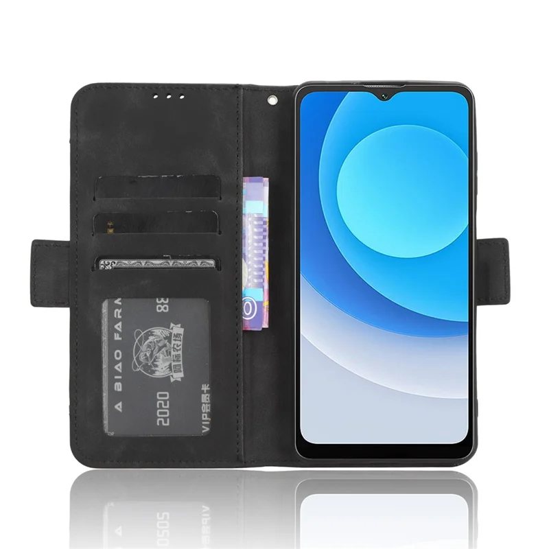 For Blackview A53 / A53 Pro Multiple Card Slots Leather Phone Case Drop-proof Stand Wallet Cover - Black