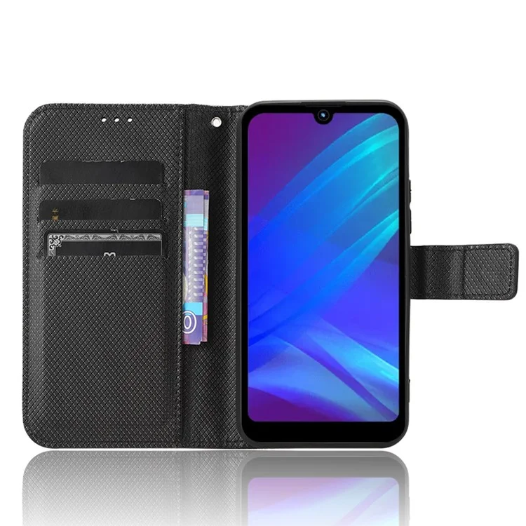 Diamond Texture Shell for itel A26 PU Leather Wallet Folio Flip Case Stand Phone Cover - Black