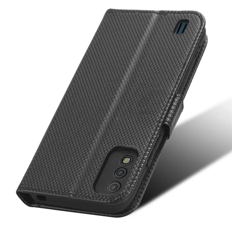 Diamond Texture Shell for itel A26 PU Leather Wallet Folio Flip Case Stand Phone Cover - Black