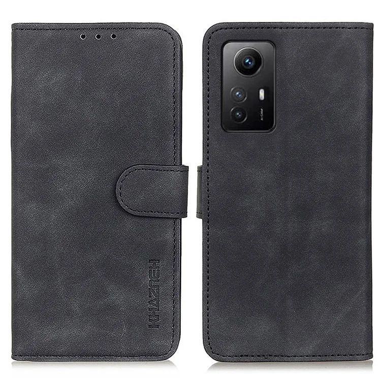 KHAZNEH Per Xiaomi Redmi Note 12S 4G Retro Texture Phone Case PU Leather Phone Stand Wallet Protective Cover - Nero