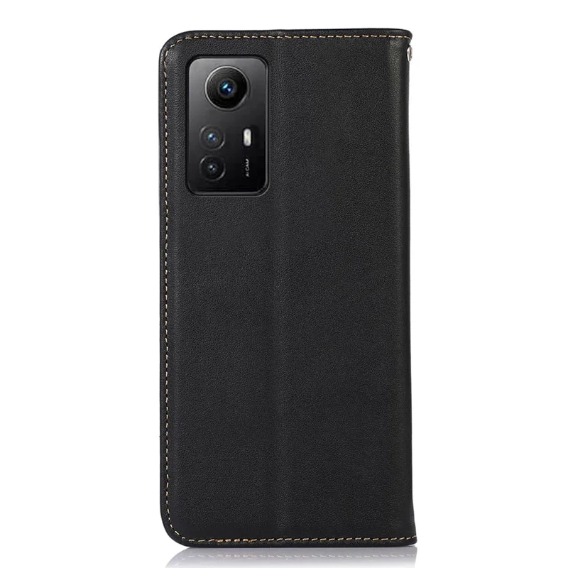 KHAZNEH per Xiaomi Redmi Note 12S 4G Vera pelle bovina Custodia per telefono Custodia portafoglio RFID Blocking Stand - Nero