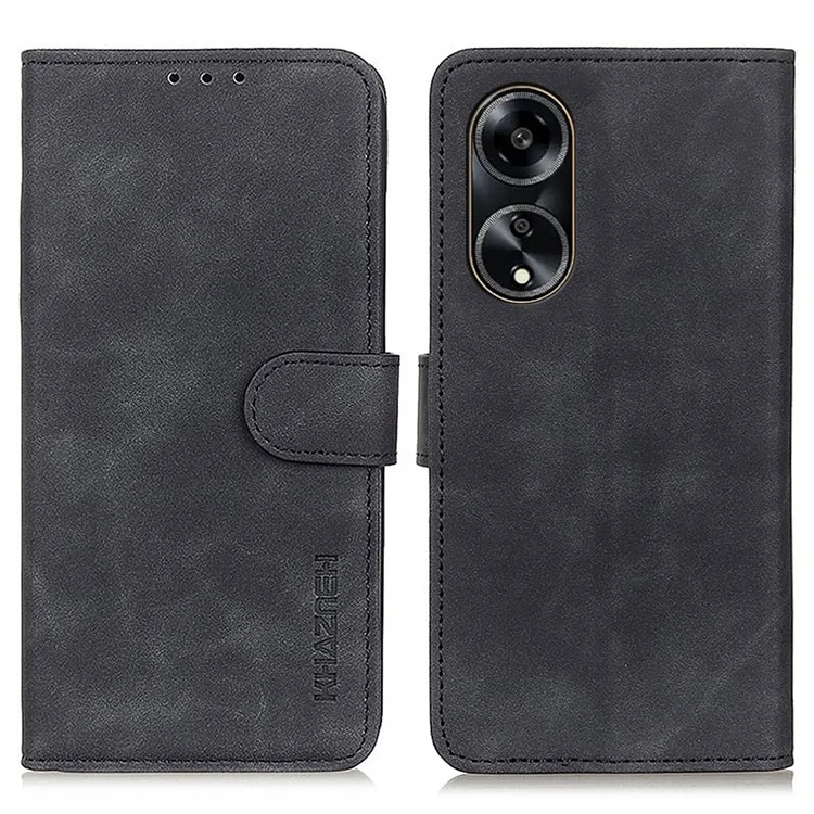KHAZNEH Für Oppo A1 5G / A98 5G / F23 5G Anti-Fingerabdruck Handy-Cover Ständer Geldbörse Retro-Leder Handy-Hülle - Schwarz