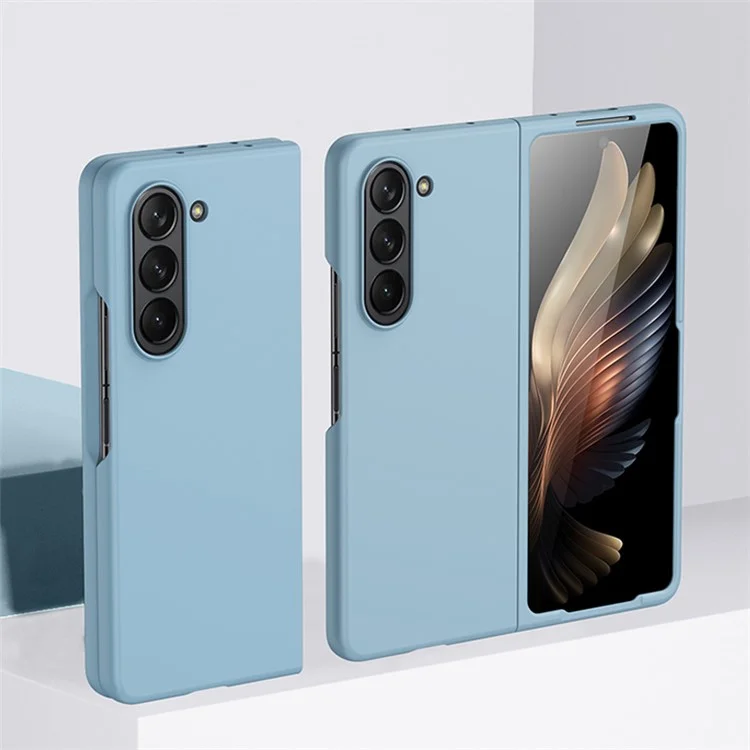 Für Samsung Galaxy Z Fold5 5G Harte PC-Handyhülle, gummierte Stoßabsorption Defender Cover - Himmelblau