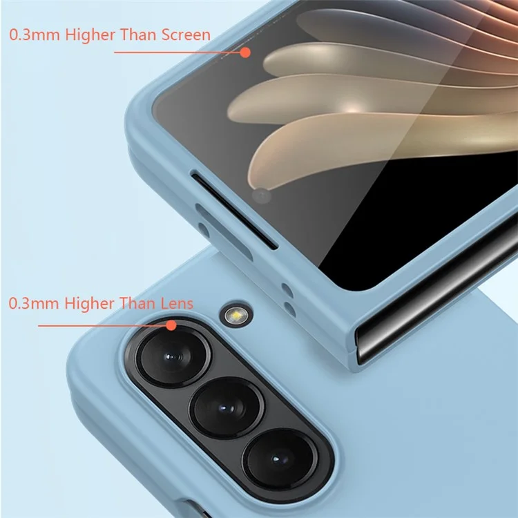 Für Samsung Galaxy Z Fold5 5G Harte PC-Handyhülle, gummierte Stoßabsorption Defender Cover - Himmelblau