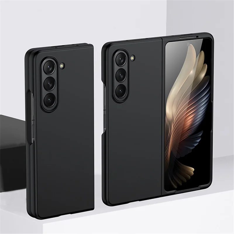 For Samsung Galaxy Z Fold5 5G Hard PC Phone Case Rubberized Shock Absorption Defender Cover - Black
