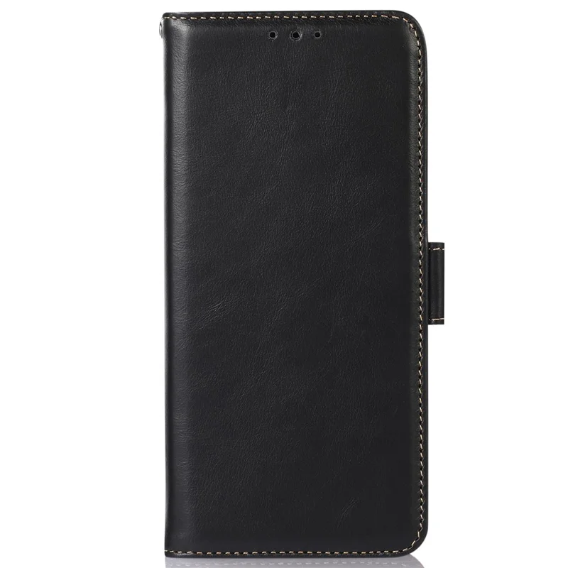 Para el caso del teléfono Motorola Moto G Power 5G Genuine Cow Leather, funda de cuero genuino de vaca, RFID Blocking Walle Stand Crazy Horse Texture Cover - Negro