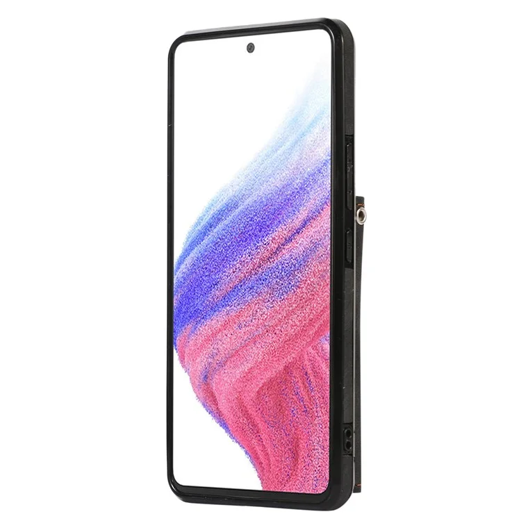 For Samsung Galaxy A53 5G Cell Phone Case RFID Blocking Card Bag Kickstand PU Leather+TPU Cover - Black