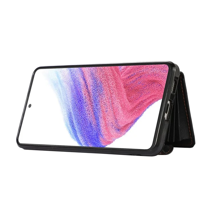 For Samsung Galaxy A53 5G Cell Phone Case RFID Blocking Card Bag Kickstand PU Leather+TPU Cover - Black