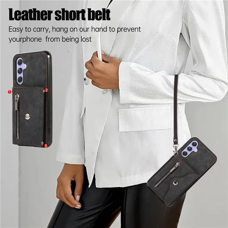 Pour Samsung Galaxy A54 5G RFID Blocking Mobile Phone Cover Card Bag Kickstand PU Leather Coated TPU Cover - Noir