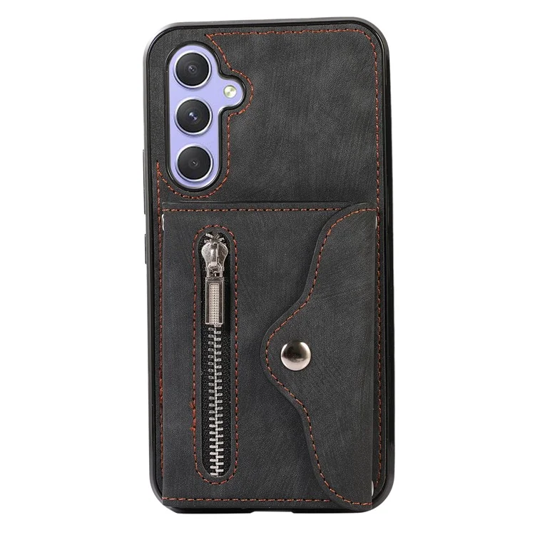Pour Samsung Galaxy A54 5G RFID Blocking Mobile Phone Cover Card Bag Kickstand PU Leather Coated TPU Cover - Noir