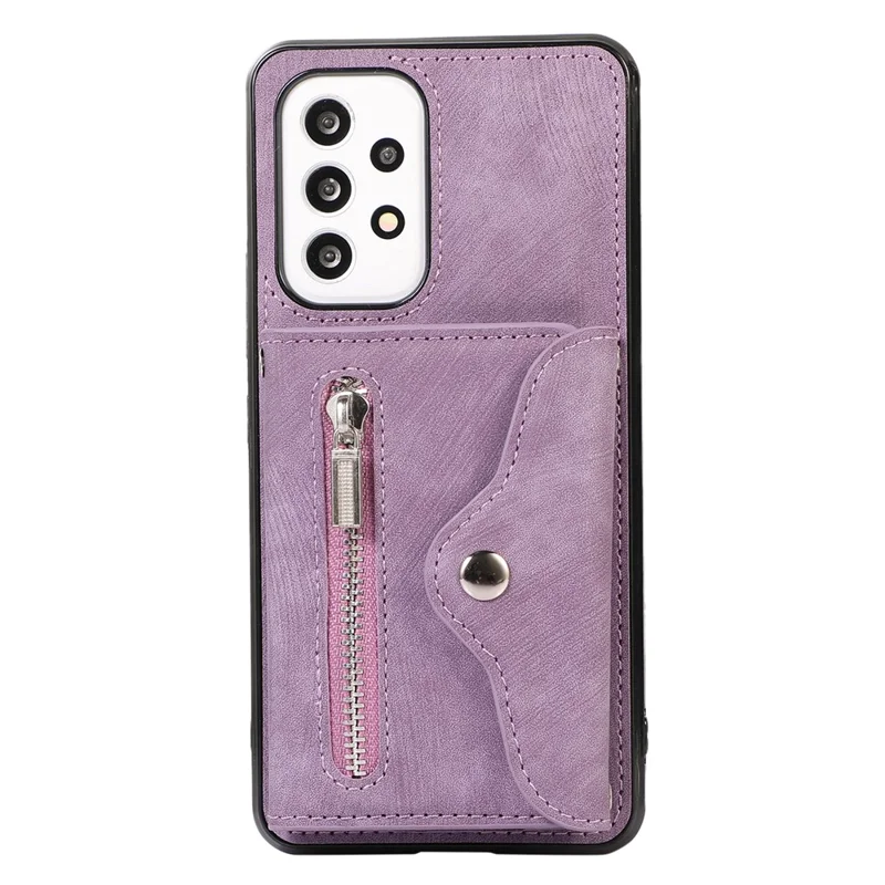 Para Samsung Galaxy A52 4G / A52s 5G / A52 5G Funda para Smartphone Soporte de Tarjeta Bloqueo RFID Funda de Cuero PU + TPU - Púrpura