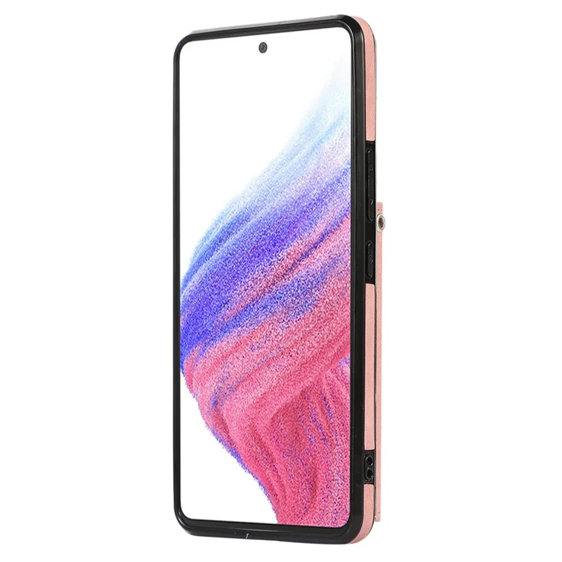 Phone Case for Samsung Galaxy A32 5G / M32 5G PU Leather+TPU Shell with RFID Blocking Card Bag and Kickstand - Rose Gold
