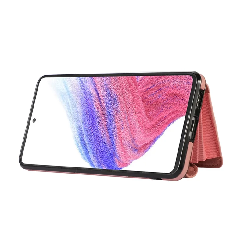 Phone Case for Samsung Galaxy A32 5G / M32 5G PU Leather+TPU Shell with RFID Blocking Card Bag and Kickstand - Rose Gold