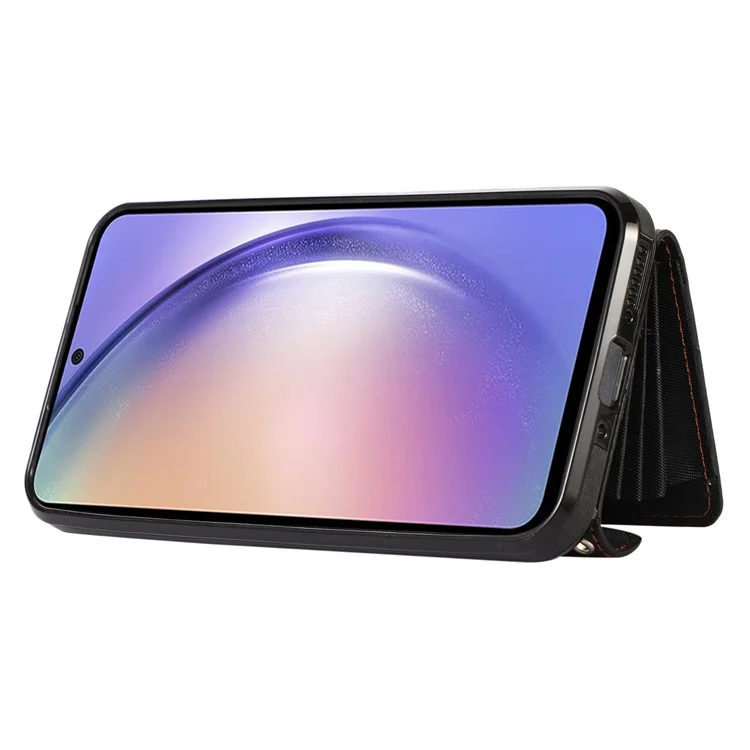 Para Samsung Galaxy A24 4G (162,1 x 77,6 x 8,3 mm) Carteira Design Capa de telefone RFID Blocking Card Bag Kickstand PU Leather+TPU Cover - Black