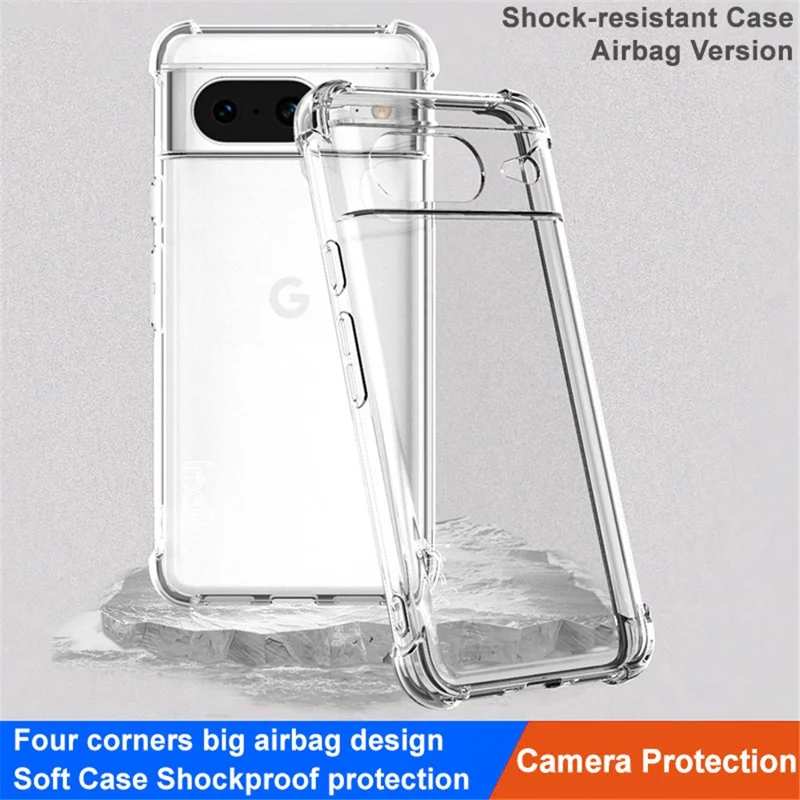 IMAK Clear Case für Google Pixel 8, weiche TPU-stoßfeste Rückseiten-Schutzabdeckung - transparent