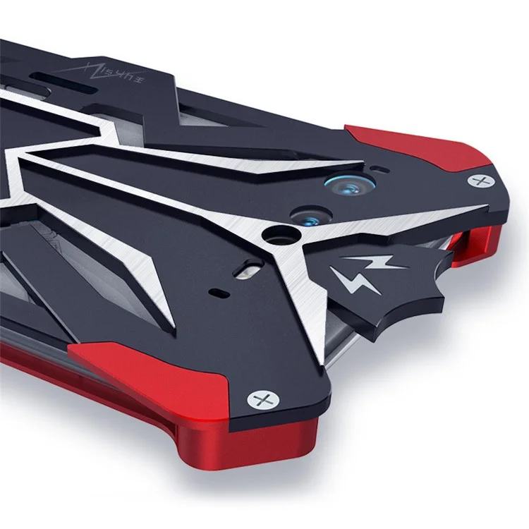 Para Asus ROG Phone 6 Pro 5G Estuche de teléfono de aleación de aluminio resistente a los golpes y a los arañazos - Negro / Rojo