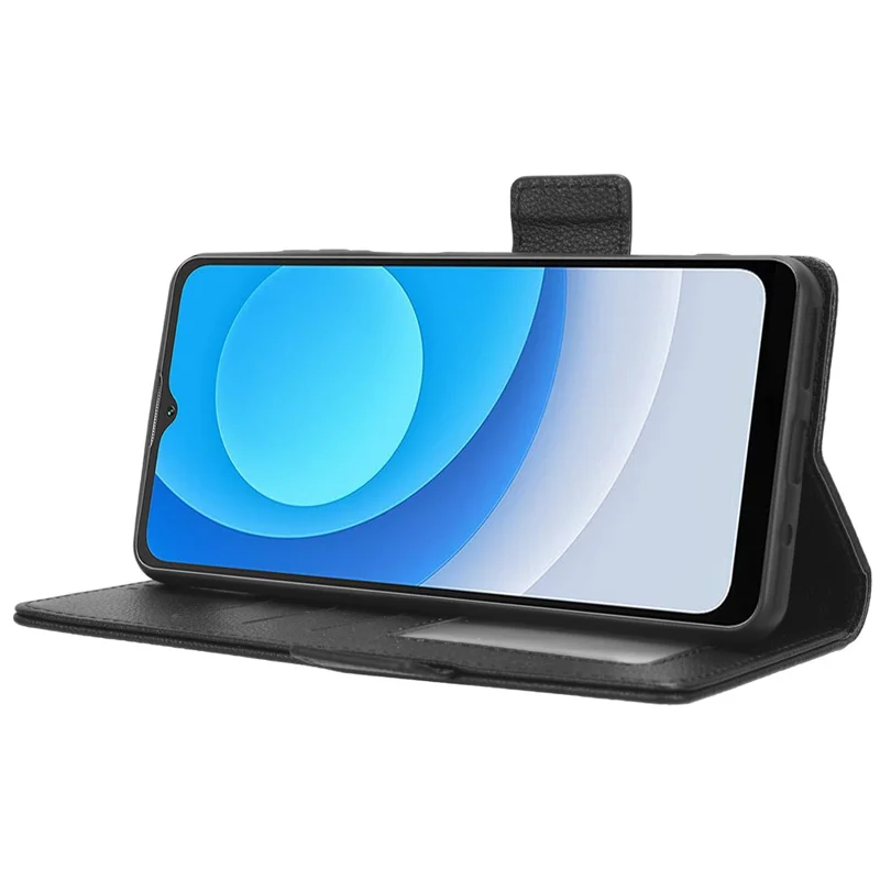 Litchi Texture Leather Case for Blackview A53 / A53 Pro Viewing Stand Phone Wallet Cover - Black