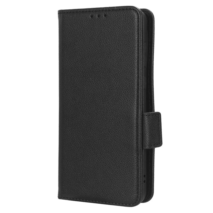 Funda de Piel con Textura de Litchi para Huawei P60 Antiarañazos Soporte Billetera de Teléfono - Negro