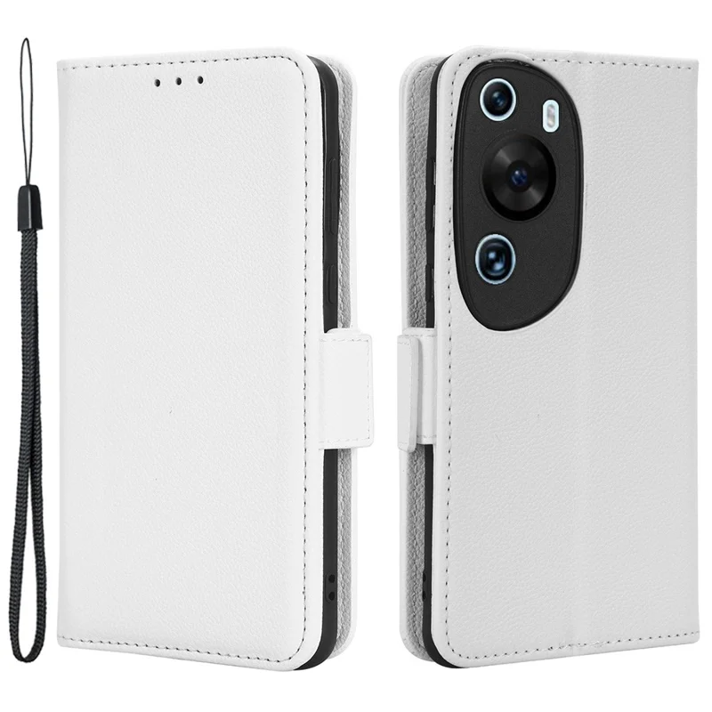 Кожаный чехол с текстурой личи для Huawei P60 Art с защитой от царапин, подставка, бумажник - Белый