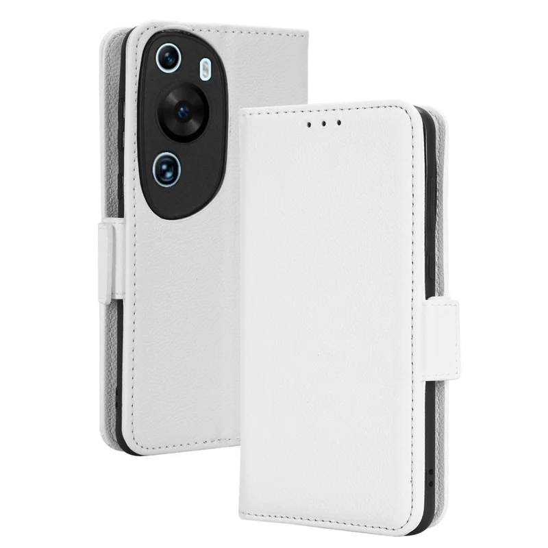 Кожаный чехол с текстурой личи для Huawei P60 Art с защитой от царапин, подставка, бумажник - Белый