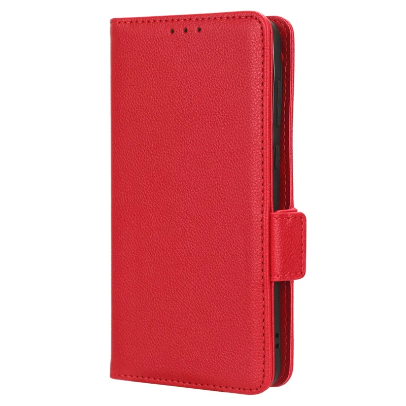 Litchi Texture Leather Case for Huawei P60 Art Scratch Proof Stand Phone Wallet Cover - Red