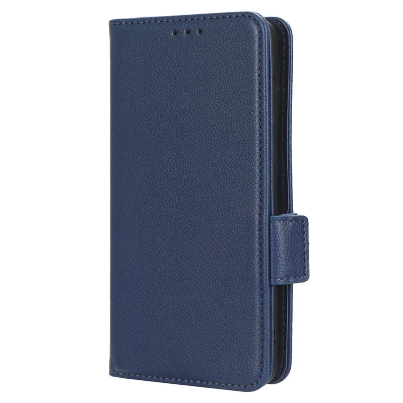 Étui en cuir texturé litchi pour Huawei P60 Art - Étui portefeuille antichoc pour téléphone avec support - Bleu foncé