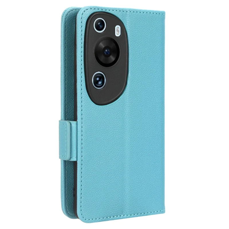 Étui en cuir texturé Litchi pour Huawei P60 Art Antidérapant Support Portefeuille Housses de téléphone - Bleu bébé