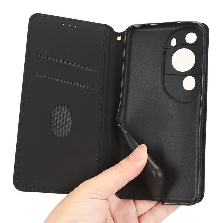 Funda para teléfono Huawei P60 Art Plegable Soporte Billetera Piel PU Cubierta con Estampado de Rombos - Negro