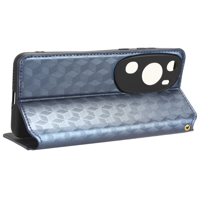 Handyhülle für Huawei P60 Art Faltbarer Ständer Brieftasche PU-Leder Rautenmuster - Blau
