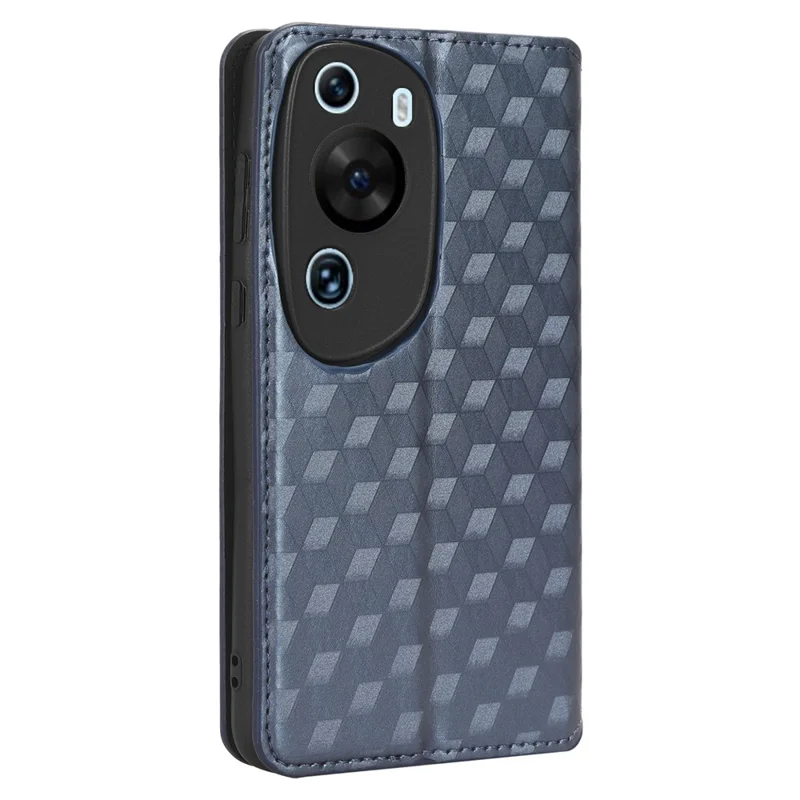 Handyhülle für Huawei P60 Art Faltbarer Ständer Brieftasche PU-Leder Rautenmuster - Blau