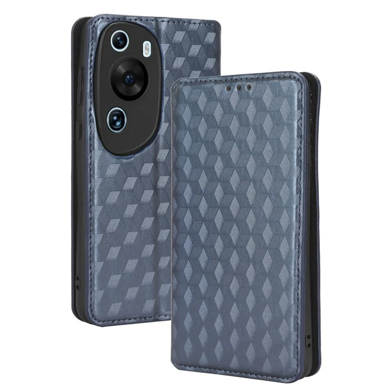 Handyhülle für Huawei P60 Art Faltbarer Ständer Brieftasche PU-Leder Rautenmuster - Blau